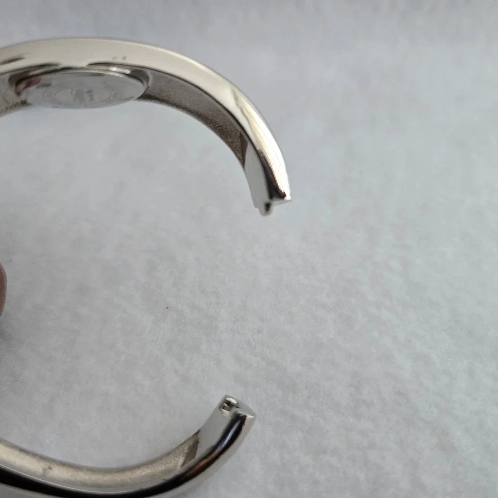 Giovani Beverly Hills Watch Bangle Cuff Silver Heart Floating Crystal UNTESTED